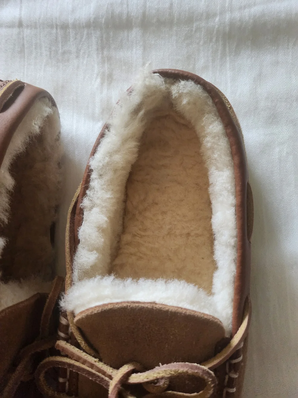 LANDS' END  Moccasin Slippers with Shearling Lining